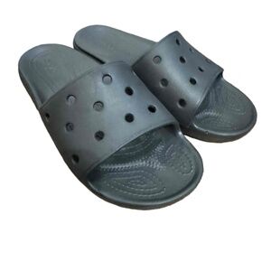 Crocs Black Perforated Classic Slides Men's 8 W 10 Like New